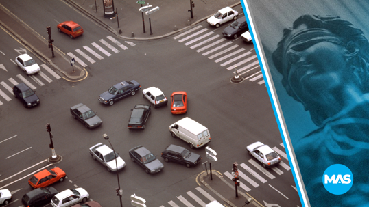 Image of vehicle confusion at an intersection.